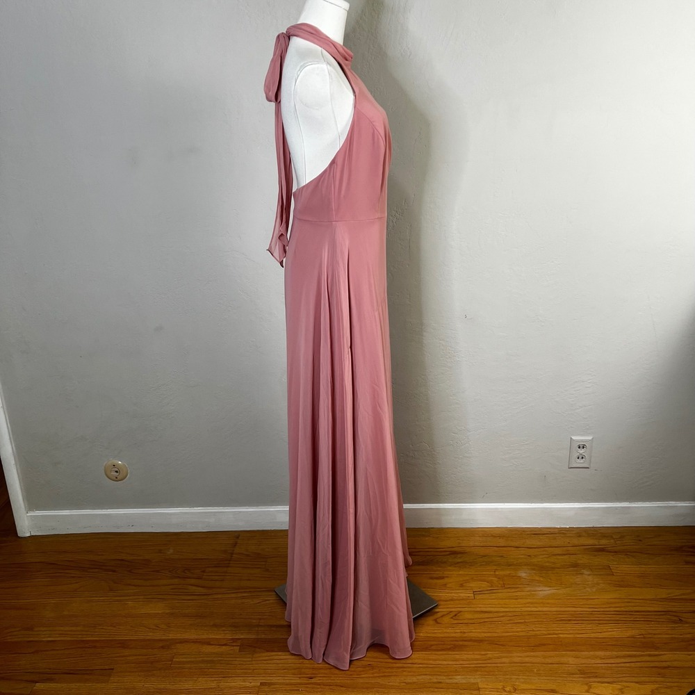 After Six 1545 Desert Rose Chiffon Halter Neck Formal Gown Maxi‎ Dress Size 6 - Picture 6 of 11